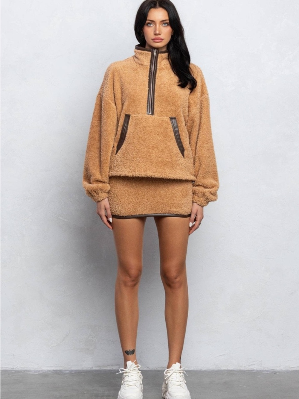 Plush Teddy Mini Skirt in Camel